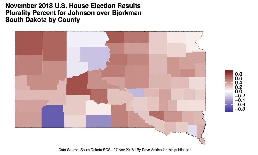 R Map Election South Dakota JOHNSONOVERBJORKMAN2018